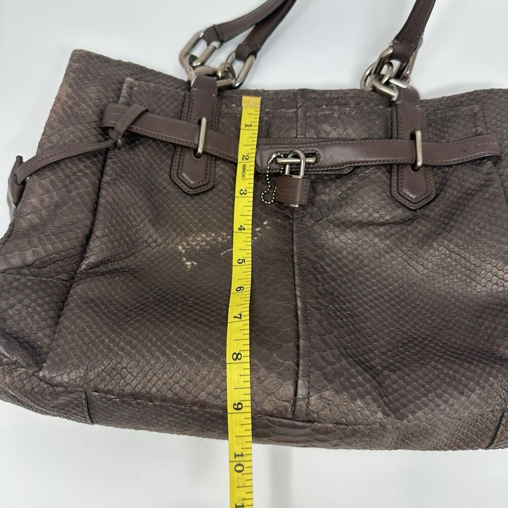 Coach 18741 Brown Bronze Python Embossed Leather Chelsey Jayden Satchel Purse - Picture 15 of 15